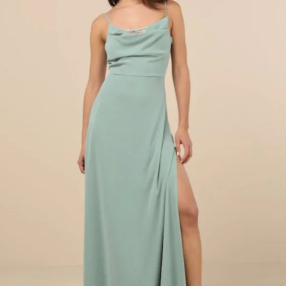 lulus sage green maxi dress Pretty Sage Green Dress - Cold-Shoulder Maxi - Wrap Dress